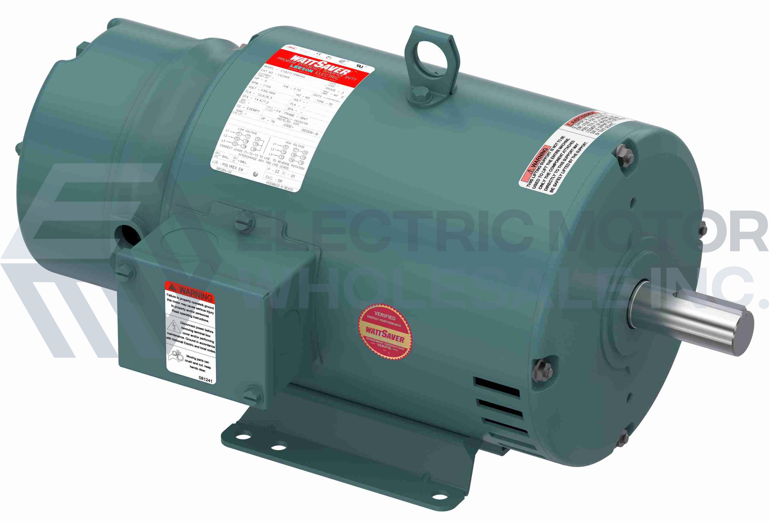 Image for 3HP LEESON 1760RPM 182T DP 3PH WATTSAVER BRAKE MOTOR 132468.00